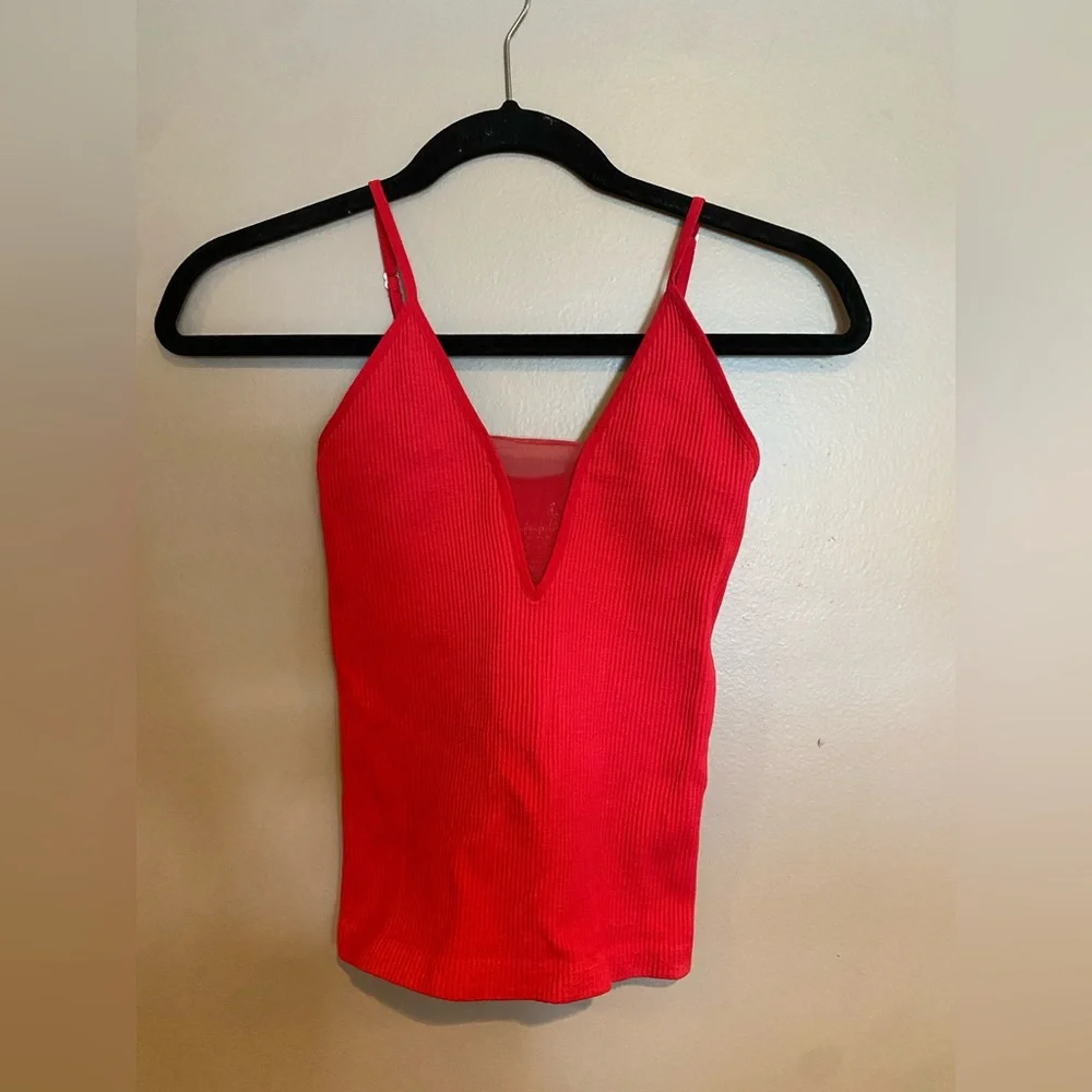 Free People Come Around Red Ribbed Cami - Picture 5 of 10